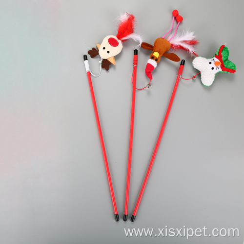 Christmas Style Snowman Cat Stick Playing Cat Toy